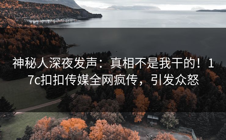 神秘人深夜发声：真相不是我干的！17c扣扣传媒全网疯传，引发众怒
