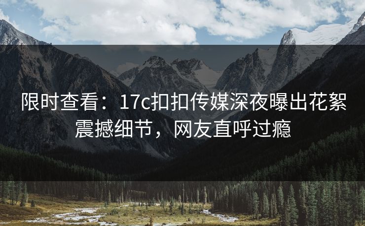 限时查看：17c扣扣传媒深夜曝出花絮震撼细节，网友直呼过瘾