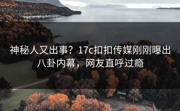 神秘人又出事？17c扣扣传媒刚刚曝出八卦内幕，网友直呼过瘾