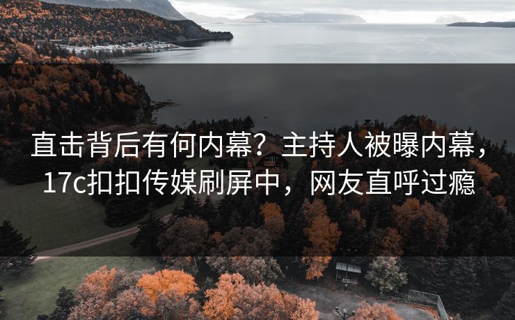 直击背后有何内幕？主持人被曝内幕，17c扣扣传媒刷屏中，网友直呼过瘾