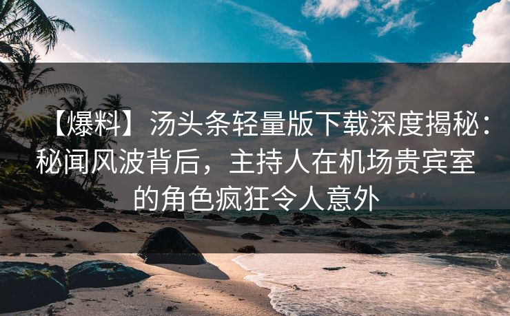 【爆料】汤头条轻量版下载深度揭秘：秘闻风波背后，主持人在机场贵宾室的角色疯狂令人意外