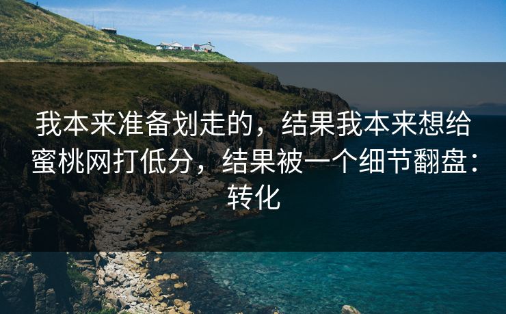 我本来准备划走的，结果我本来想给蜜桃网打低分，结果被一个细节翻盘：转化
