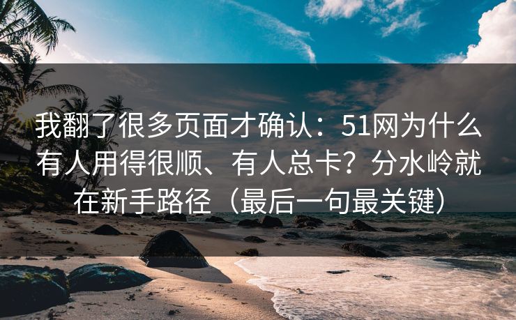 我翻了很多页面才确认：51网为什么有人用得很顺、有人总卡？分水岭就在新手路径（最后一句最关键）